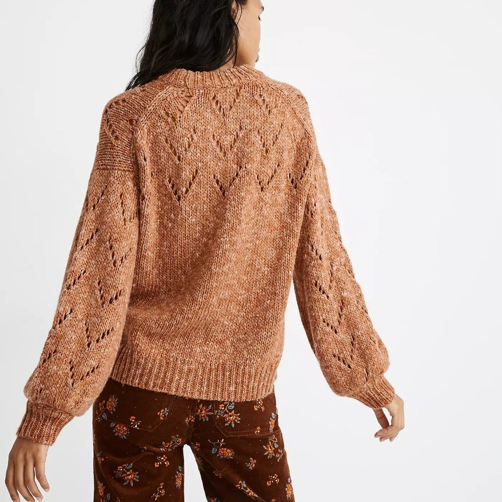 Madewell Pointelle Bubble-Sleeve Sweater NWOT